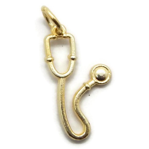 Stethoscope Nurse Pendant Charm 14k Yellow Gold!!